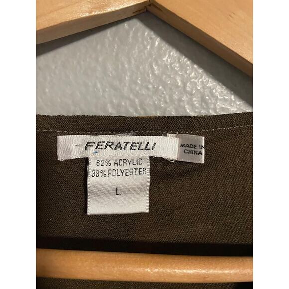 Feratelli Tunic Top Womens Large Multicolor Animal Print Cowl Neck Boho Artsy - Picture 2 of 6